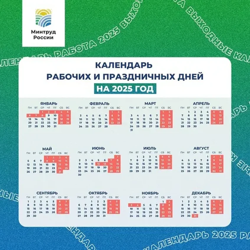 Новогодние каникулы и майские праздники в 2025 году: официальный календарь выходных