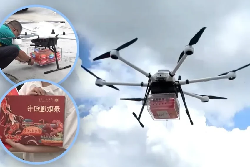 Китайский дрон доставляет заветные письма о зачислении в вуз