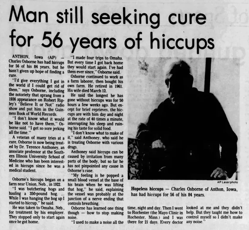 68 лет икоты: невероятная история жизни Чарльза Осборна
