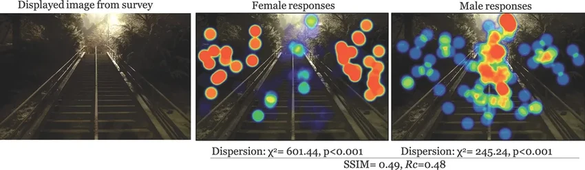 Тепловая карта страха: как женщины и мужчины видят дорогу домой ночью