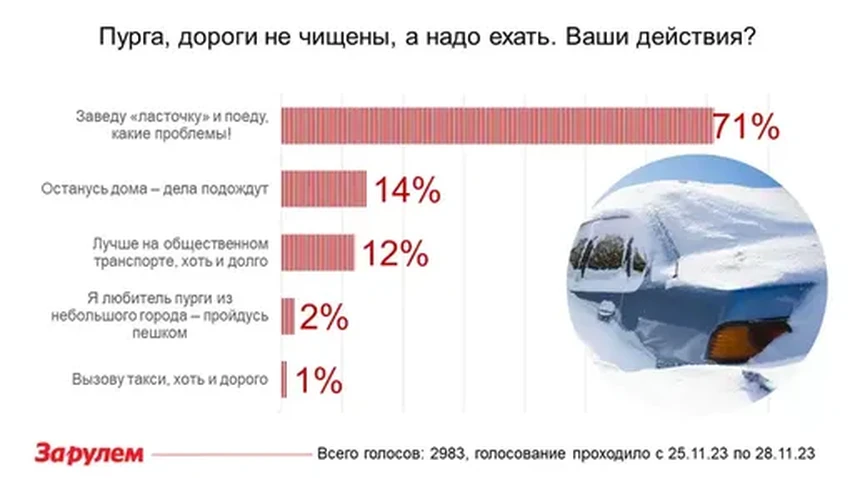 Почему водители едут в метель: главные причины по результатам опроса